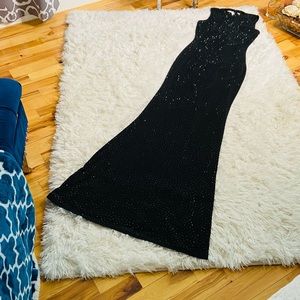 Black Sparkle beaded Formal Ball Gown.